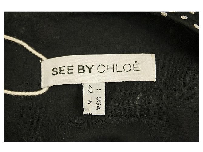 See by Chloé Siehe von Chloe Schwarz-weiß gepunktetes Minikleid mit Gürtel, Größe 42 W. Bogen - vista 3