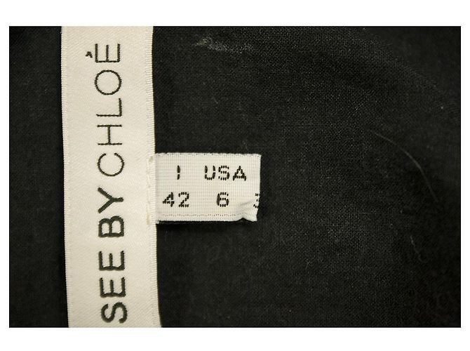 See by Chloé Siehe von Chloe Schwarz-weiß gepunktetes Minikleid mit Gürtel, Größe 42 W. Bogen - vista 4