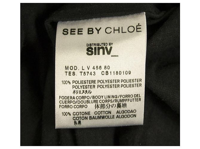 See by Chloé Siehe von Chloe Schwarz-weiß gepunktetes Minikleid mit Gürtel, Größe 42 W. Bogen - vista 5