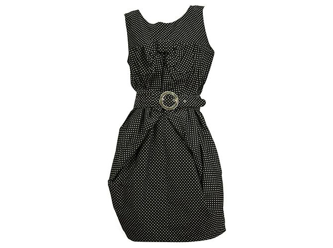 See by Chloé Siehe von Chloe Schwarz-weiß gepunktetes Minikleid mit Gürtel, Größe 42 W. Bogen - vista 8