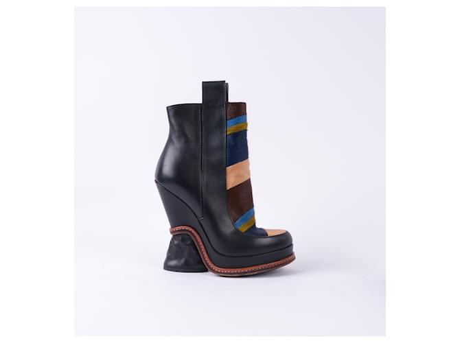 FENDI  Boots EU 37 Leather Navy blue - view 2