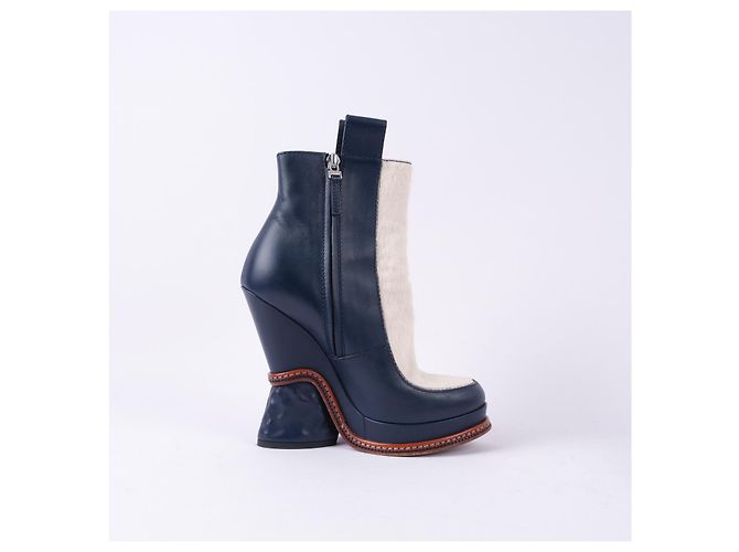 FENDI Stivali UE 37 Leather Blu navy - vista 2