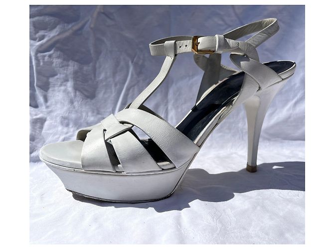Sandália branca Saint Laurent Tribute. Branco - vista 3