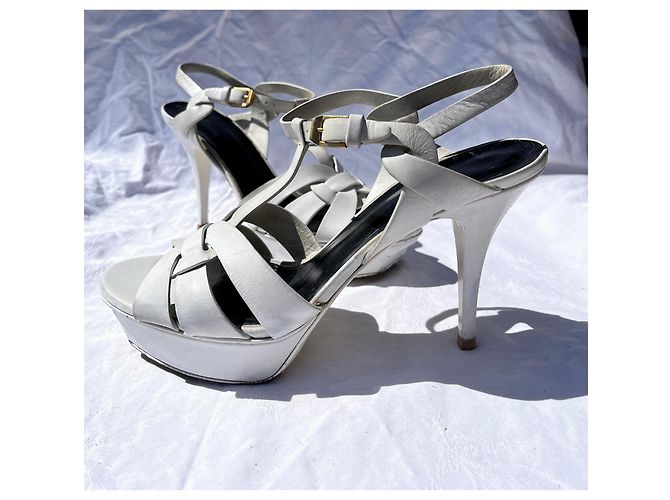 Sandália branca Saint Laurent Tribute. Branco - vista 7