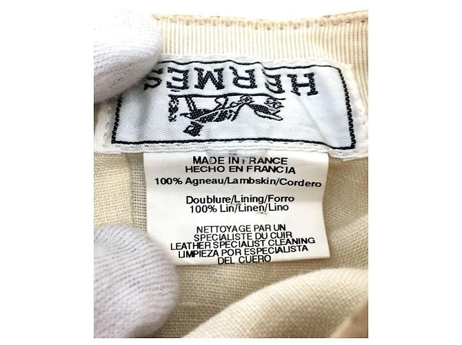 Hermès **Berretto Hermes in pelle beige - vista 6