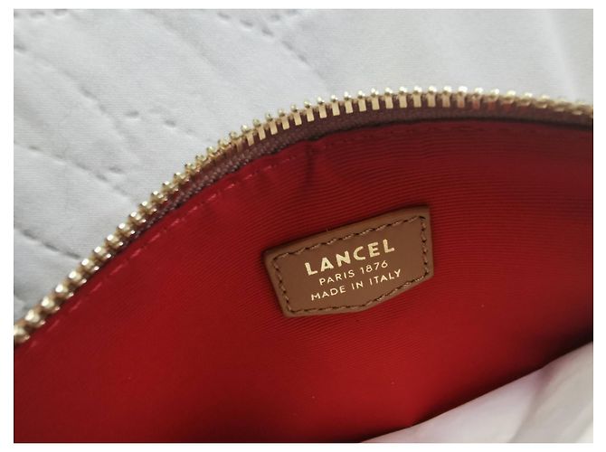 Borsa a secchiello Lancel Cheri PM in pelle beige Marrone Gold hardware - vista 14
