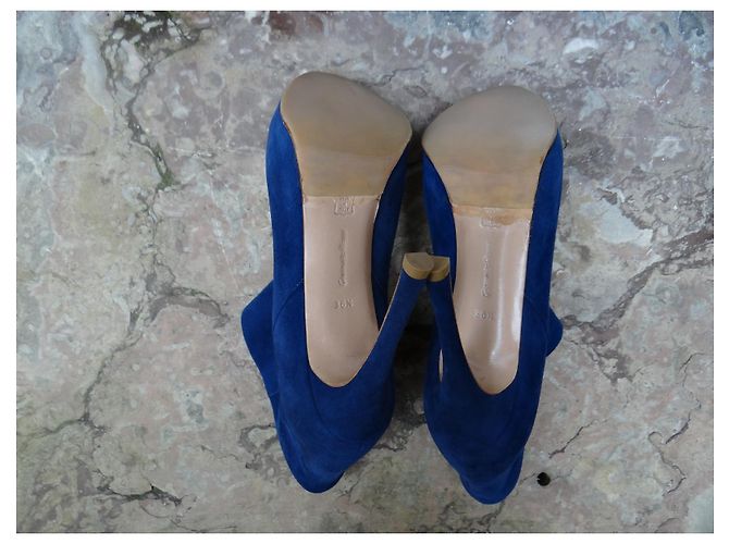 Botines Gianvito Rossi de cuero azul - vista 16
