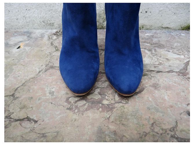 Botines Gianvito Rossi de cuero azul - vista 3