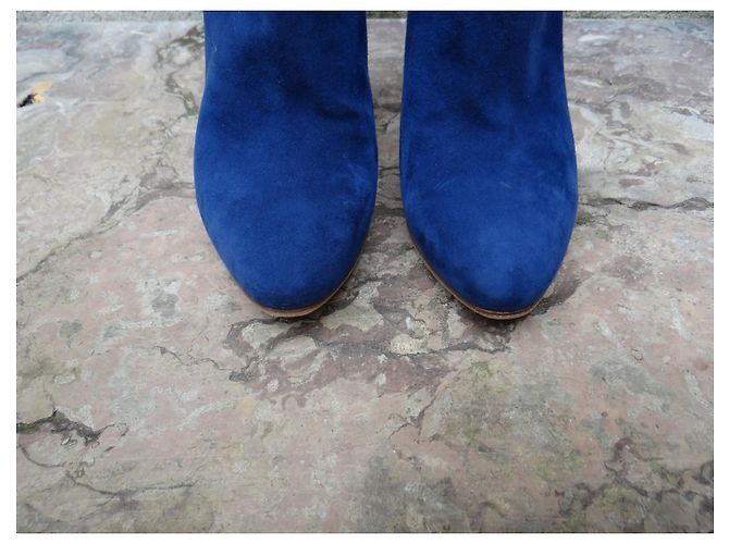 Botines Gianvito Rossi de cuero azul - vista 4