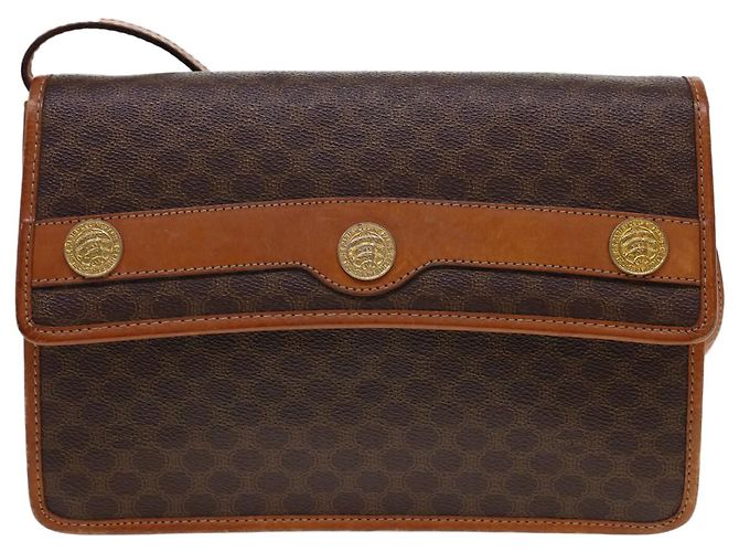 Céline CELINE Macadam Canvas Schultertasche PVC Leder Braun Auth 40101 - Ansicht 13