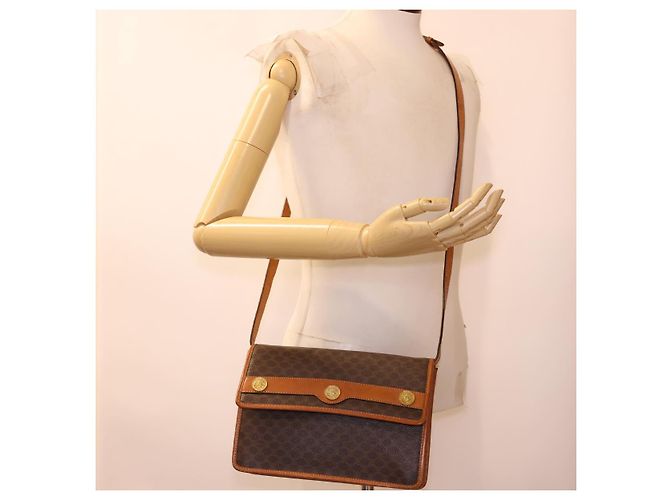 Céline CELINE Macadam Canvas Schultertasche PVC Leder Braun Auth 40101 - Ansicht 22