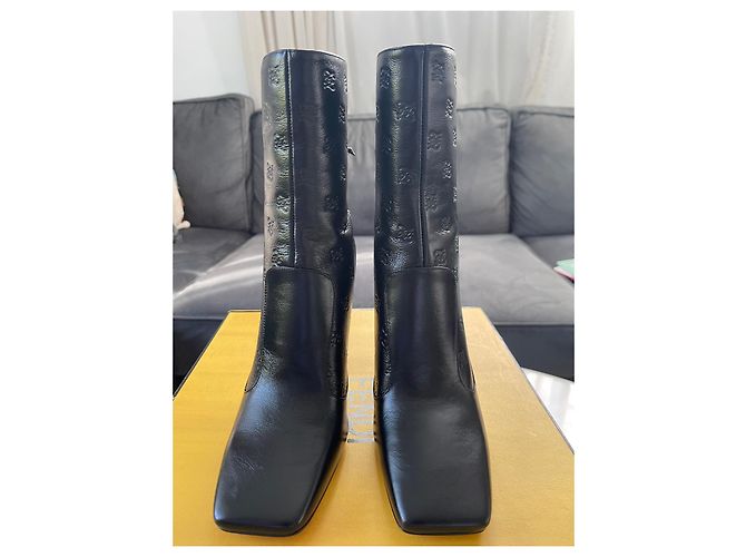 Stivaletti Fendi Logo Pelle Nera Nero - vista 7