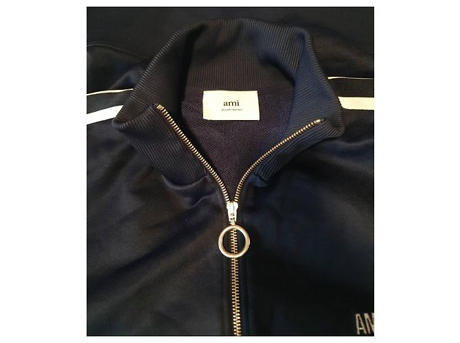 Ami Paris Quarter Zip Fly Track Top Marineblau - Ansicht 5