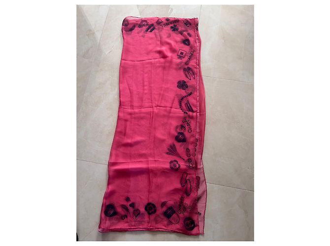 Pañuelo Chanel Chala de gasa de algodón rosa - vista 10