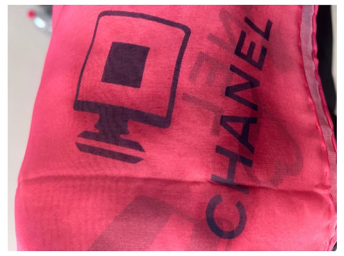 Pañuelo Chanel Chala de gasa de algodón rosa - vista 11