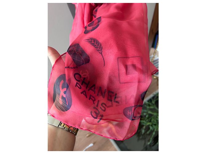 Pañuelo Chanel Chala de gasa de algodón rosa - vista 3