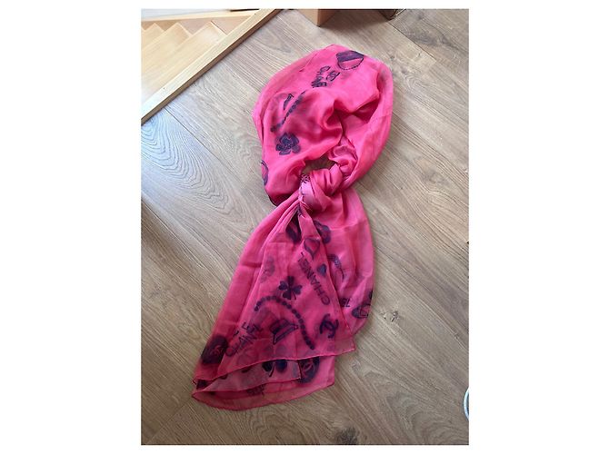 Pañuelo Chanel Chala de gasa de algodón rosa - vista 6