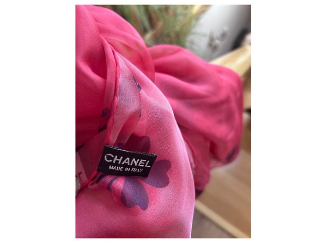 Pañuelo Chanel Chala de gasa de algodón rosa - vista 7