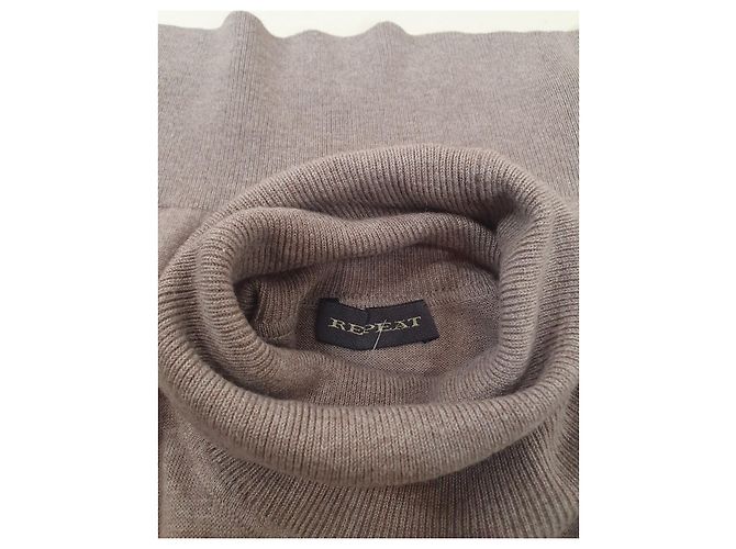 Autre Marque Tank Polo Pullover Kaschmir Seide Wolle Mischung Beige Grau - Ansicht 5