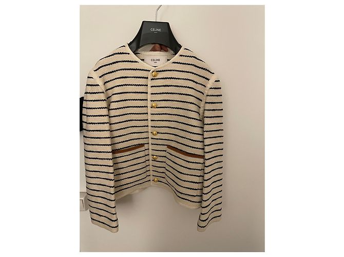 Giacca a camicia Céline in cotone beige - vista 4