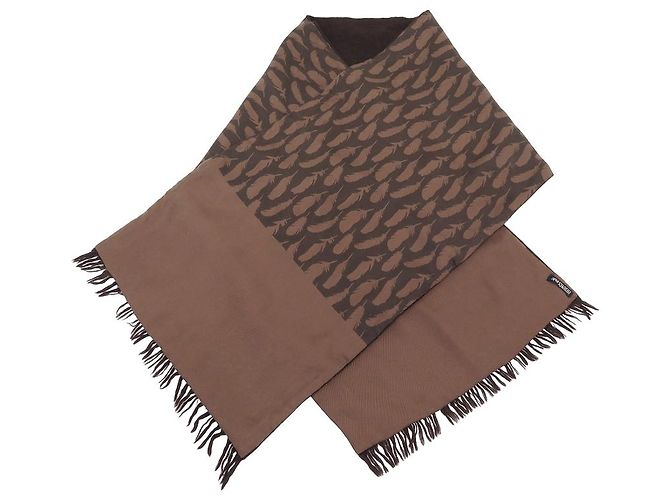 Hermès SCIARPA HERMES VINTAGE FODERATA VISO PLUME CASHMERE SETA CASHMERE SCIARPA SETA Marrone - vista 2