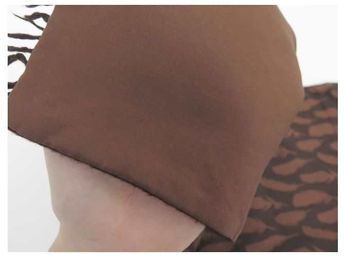 Hermès SCIARPA HERMES VINTAGE FODERATA VISO PLUME CASHMERE SETA CASHMERE SCIARPA SETA Marrone - vista 7