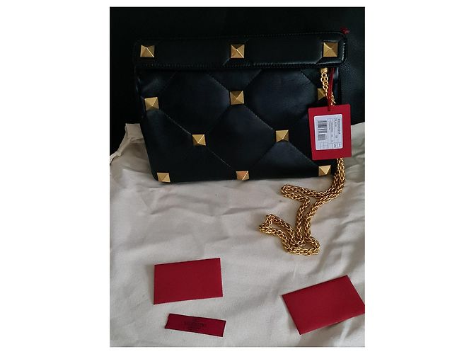 Borsa grande in pelle con borchie romane Valentino Garavani, new Nero - vista 12