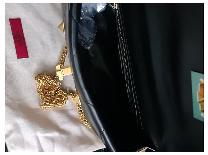 Borsa grande in pelle con borchie romane Valentino Garavani, new Nero - vista 14