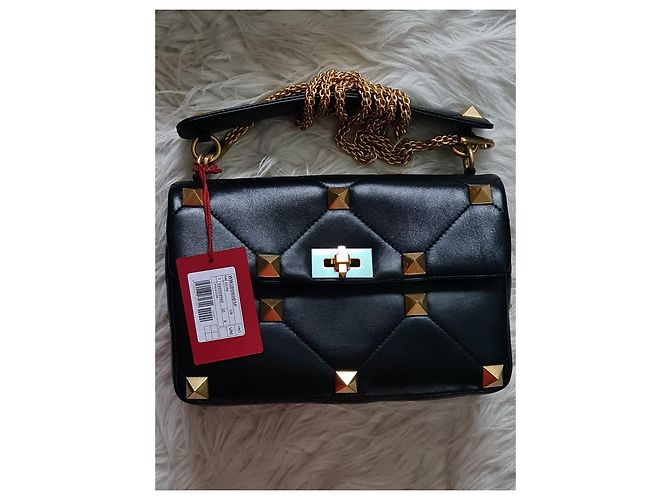 Borsa grande in pelle con borchie romane Valentino Garavani, new Nero - vista 15