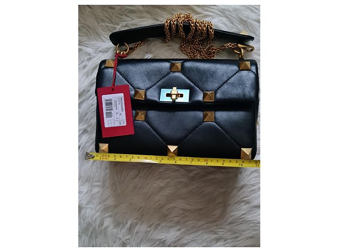 Borsa grande in pelle con borchie romane Valentino Garavani, new Nero - vista 3