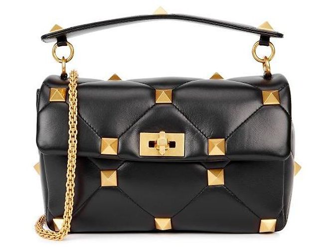 Borsa grande in pelle con borchie romane Valentino Garavani, new Nero - vista 6