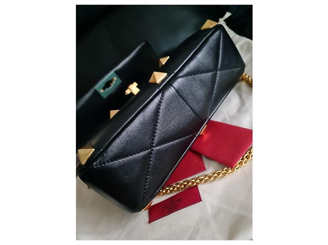 Borsa grande in pelle con borchie romane Valentino Garavani, new Nero - vista 9