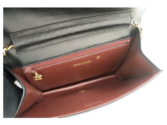 Pochette CHANEL per borsa a tracolla con patta e catena in pelle di agnello trapuntata nera Nero - vista 10