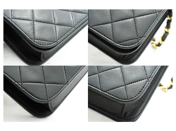 Pochette CHANEL per borsa a tracolla con patta e catena in pelle di agnello trapuntata nera Nero - vista 6