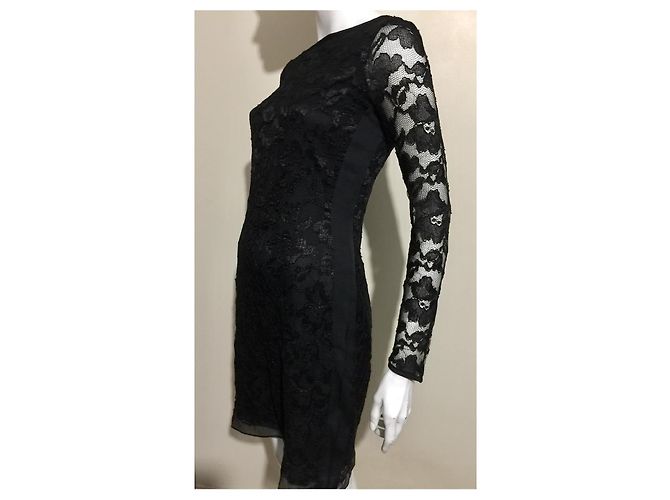 Diane Von Furstenberg DvF Zarita Langes Spitzenkleid in Schwarz - Ansicht 2