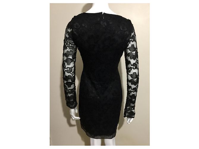 Diane Von Furstenberg DvF Zarita Langes Spitzenkleid in Schwarz - Ansicht 3