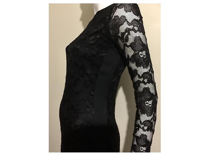 Diane Von Furstenberg DvF Zarita Langes Spitzenkleid in Schwarz - Ansicht 4