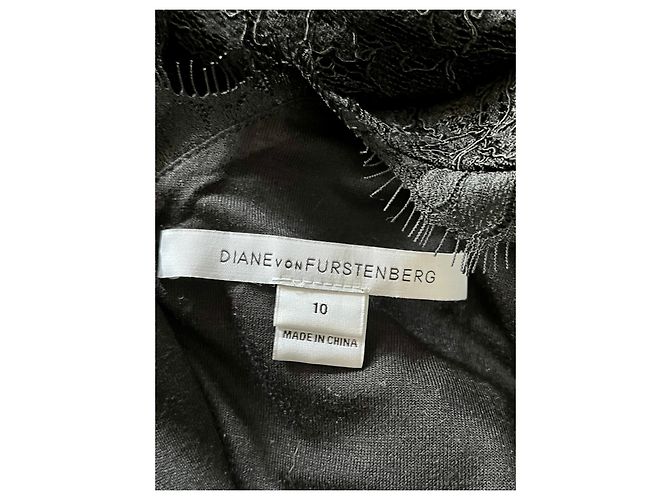 Diane Von Furstenberg DvF Zarita Langes Spitzenkleid in Schwarz - Ansicht 6