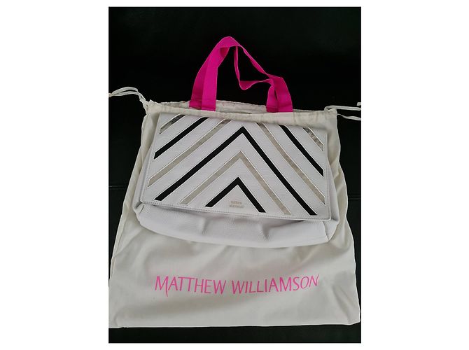 Pochette in pelle a righe metallizzate Nomad di Matthew Williamson Bianco - vista 5