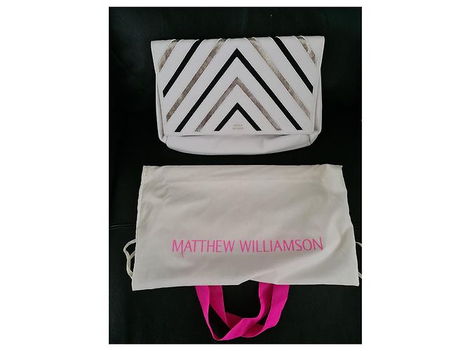 Pochette in pelle a righe metallizzate Nomad di Matthew Williamson Bianco - vista 6