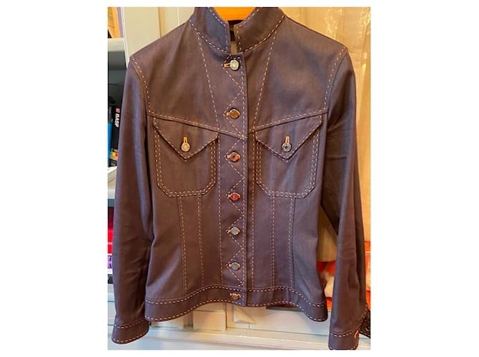 Hermès orange stitched jacket Blue - view 2