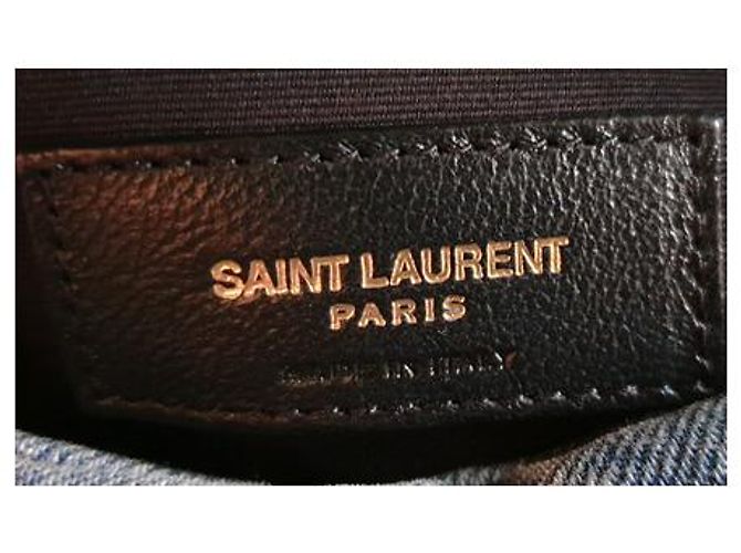 Saint Laurent Borsa imbottita media in camoscio e denim - vista 4