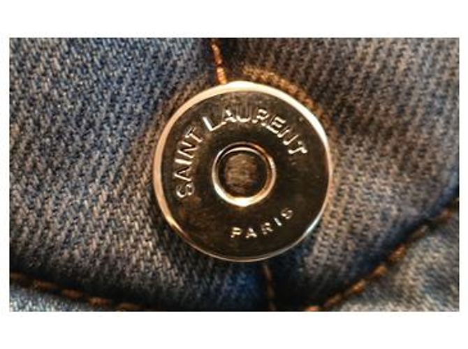 Saint Laurent Borsa imbottita media in camoscio e denim - vista 5