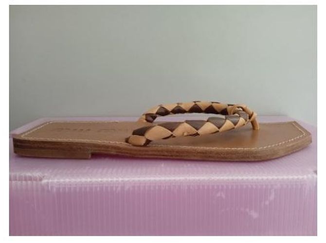 Miu Miu Flip-Flops aus Leder Caramel Karamell - Ansicht 2
