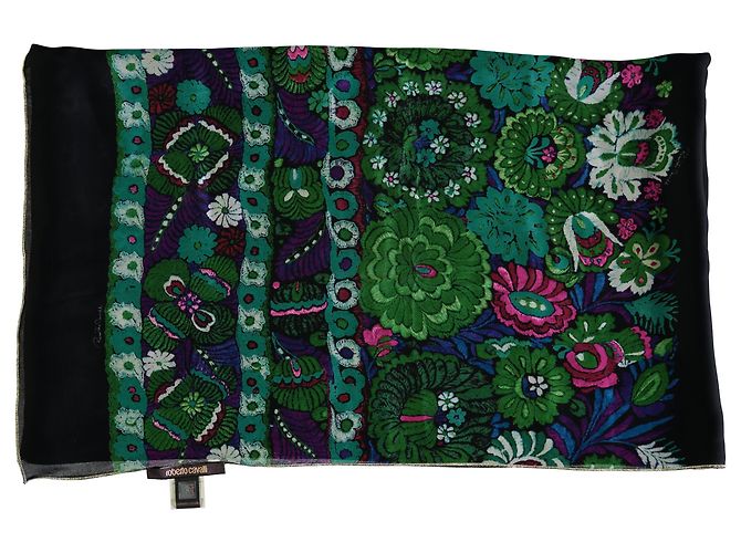 Roberto Cavalli Sciarpa Stampa Floreale Nera e Multicolor - vue 3