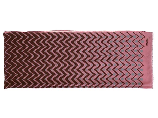 Missoni Pink Brown Chevron Pattern Scarf - view 2