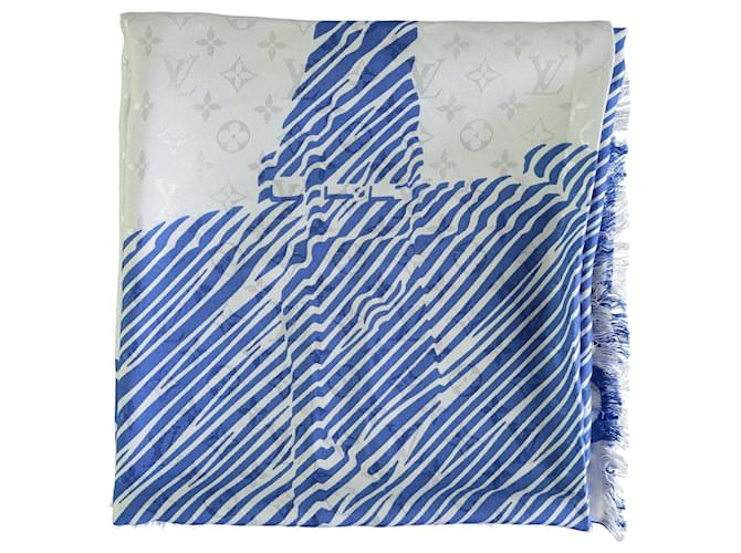 Sciarpa con stampa Alma blu e bianca Louis Vuitton Stampa python - vista 2