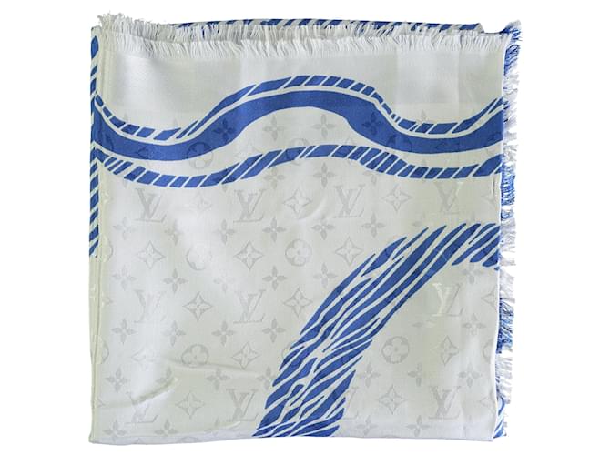 Sciarpa con stampa Alma blu e bianca Louis Vuitton Stampa python - vista 3