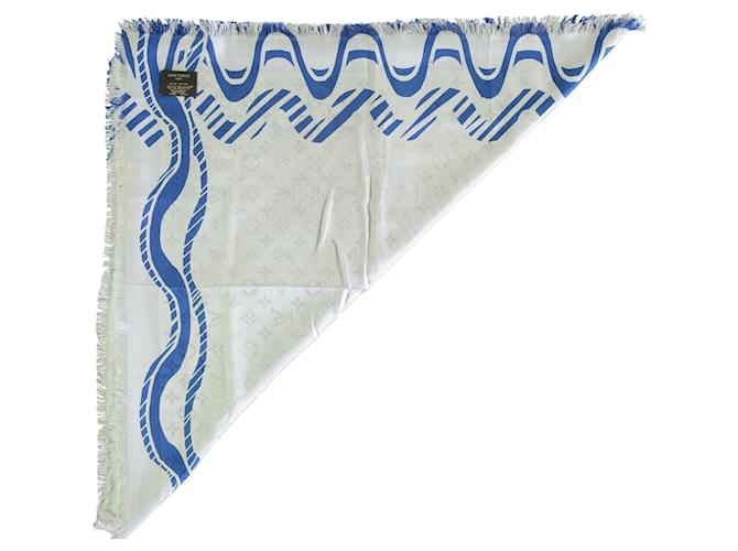 Sciarpa con stampa Alma blu e bianca Louis Vuitton Stampa python - vista 4