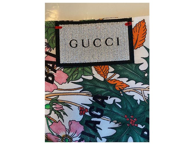 Gucci x Balenciaga Flora Twilly Seide Blumen Weiß Mehrfarben - Ansicht 4